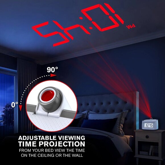 SHARP White Projection Dual Alarm Clock with Sleep Sounds & Display. - Picture 11 of 11